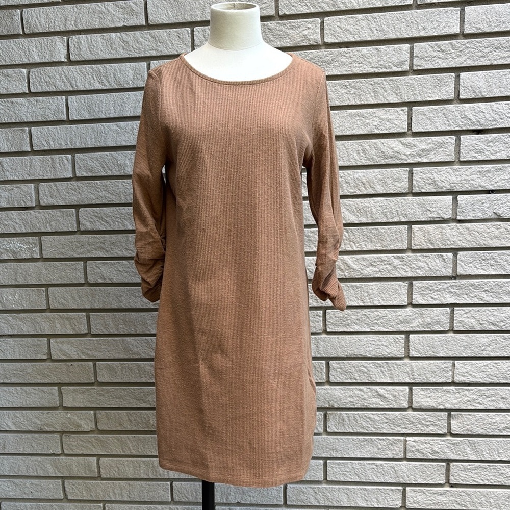 Tom Tailor Gathered/Ruched Sleeve Organic Cotton Mini Dress Sz M